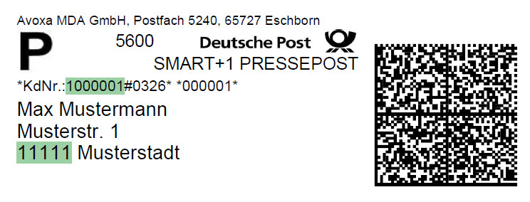 Beispiel für Zugangscode: 1000001-11111