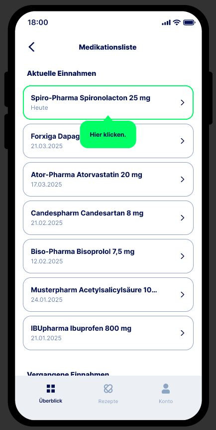 Die Medikationsliste in einer ePA-App für Patienten. / © Gematik